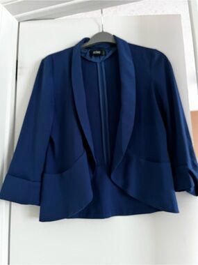 Kookai Navy Draped Open-Front Blazer